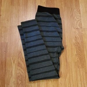 Black and Gray striped thick fleece leggings sz L